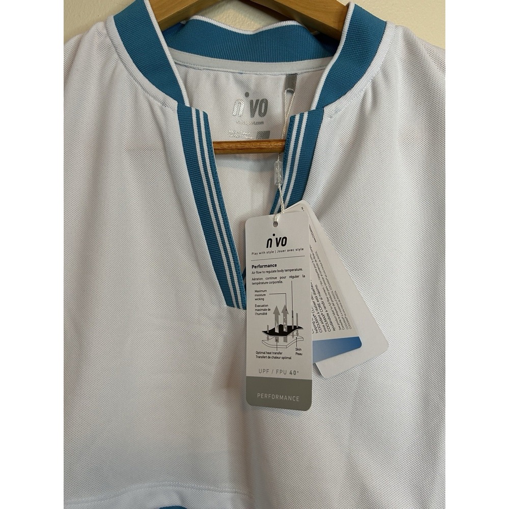 Nivo Women's Hope Mock Golf Top, White/Blue, V-Neck, Sleeveless Size Large - Picture 2 of 8